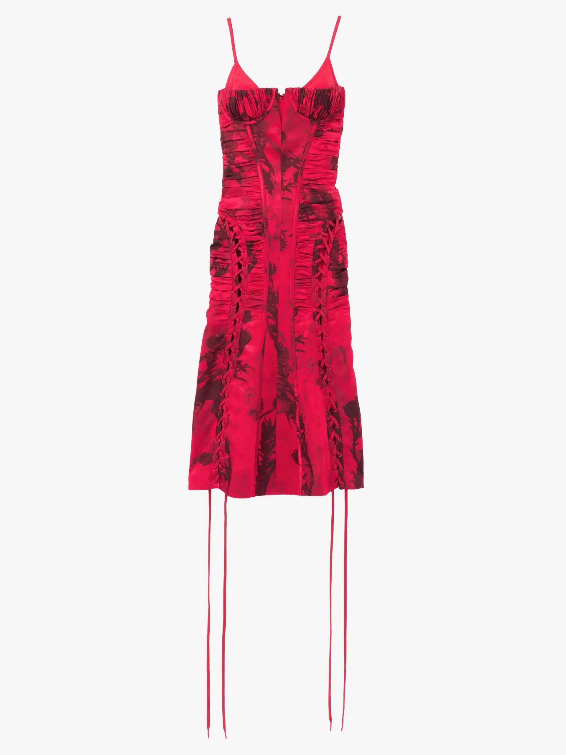Abito a corsetto in jacquard floreale da Donna in Rosso/Nero