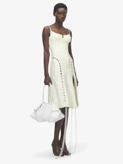 Abito a corsetto in jacquard floreale da Donna in Crema