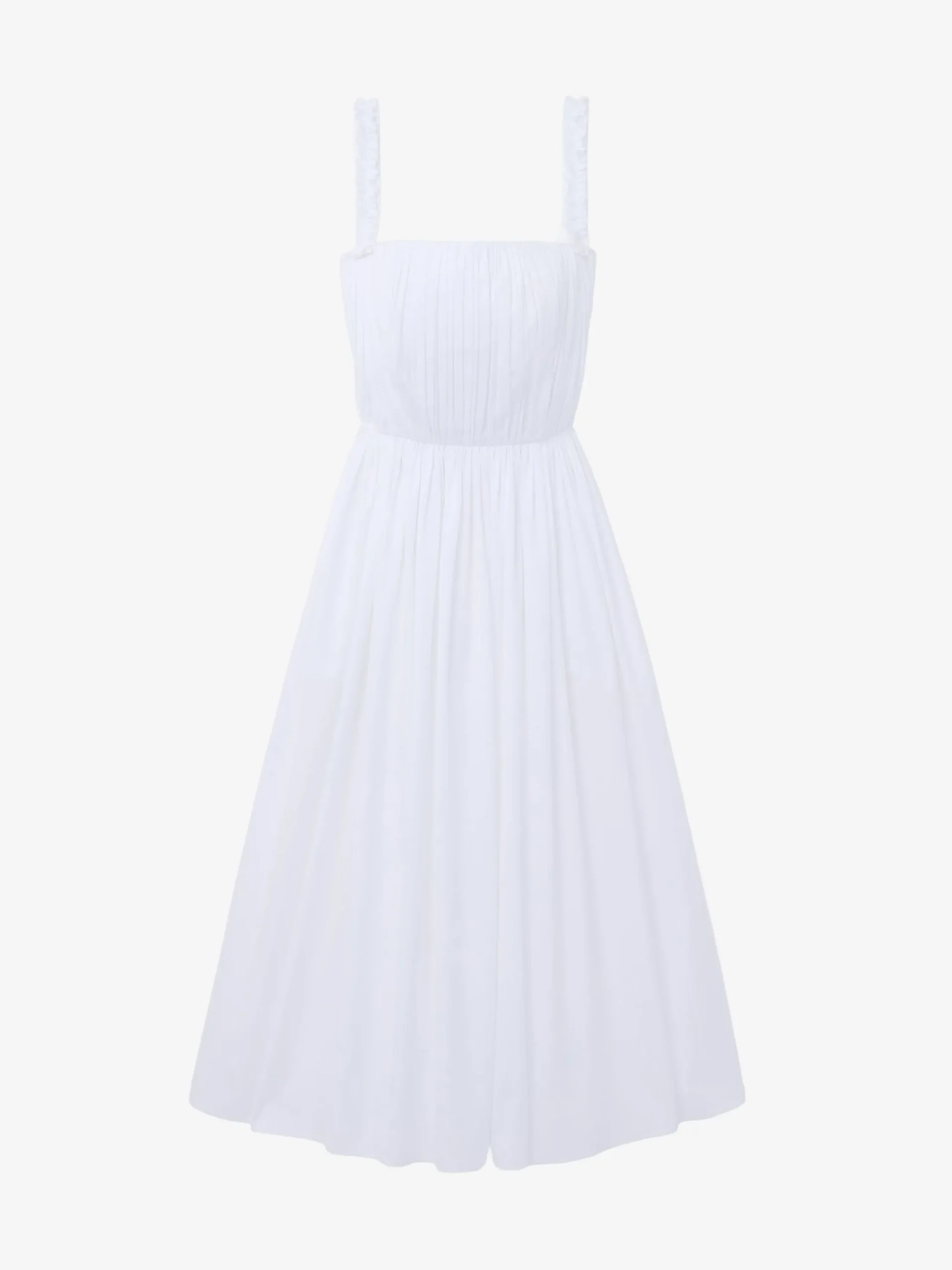 Abito midi arricciato da Donna in Bianco Ottico