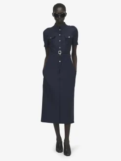 Abito midi in stile military da Donna in Indaco