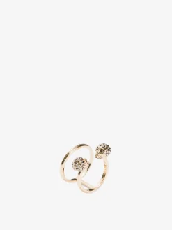 Anello Doppio Twin Skull da Donna in Finitura oro chiaro