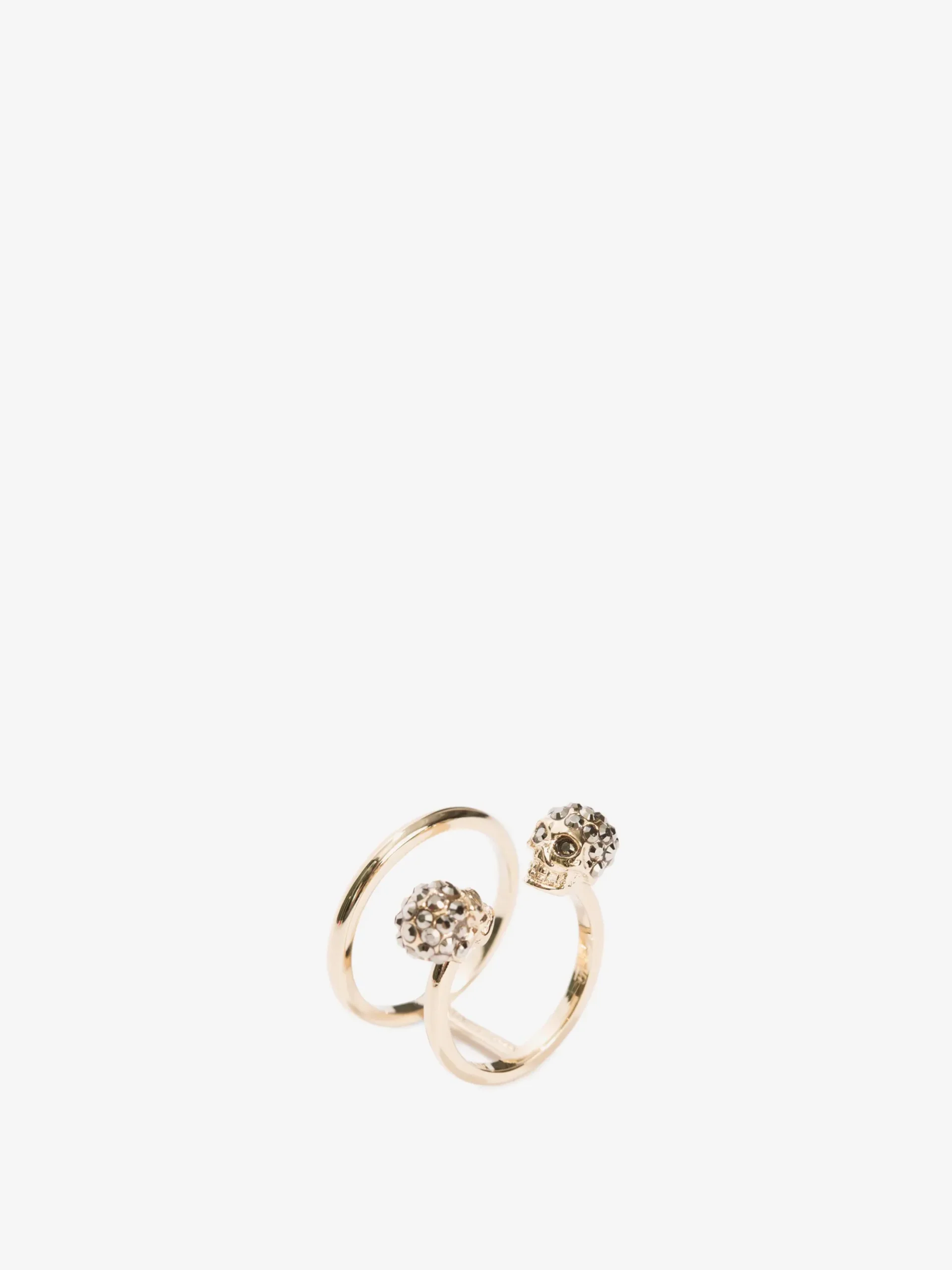 Anello Doppio Twin Skull da Donna in Finitura oro chiaro