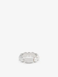 Anello Skull con perla da Uomo in Finitura palladio