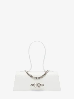 Borsa Jewelled con manico superiore da Donna in Bianco
