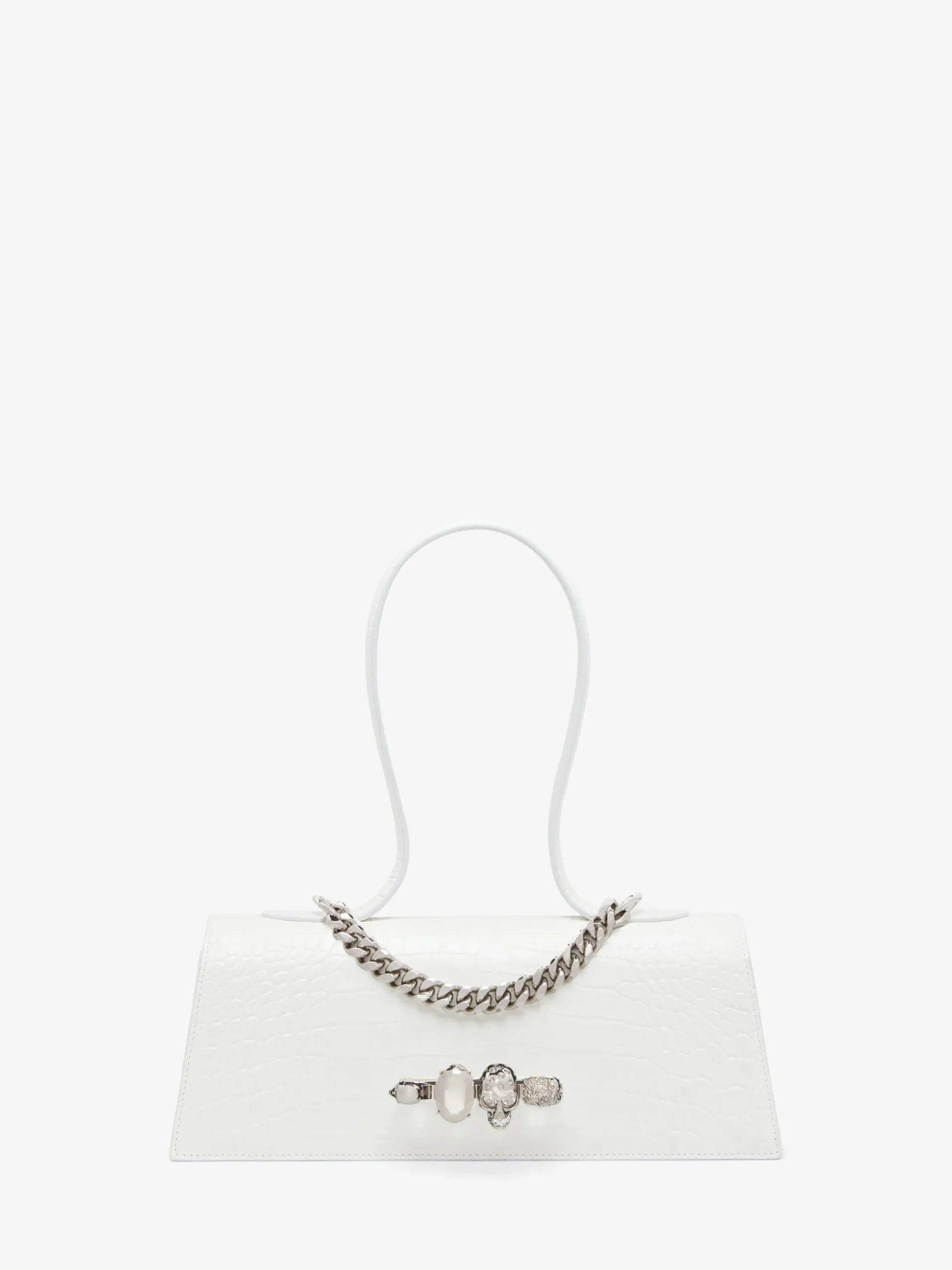 Borsa Jewelled con manico superiore da Donna in Bianco