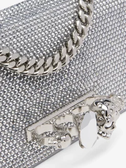 Borsa Jewelled Mini a spalla da Donna in Finitura argento
