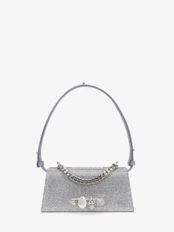 Borsa Jewelled Mini a spalla da Donna in Finitura argento