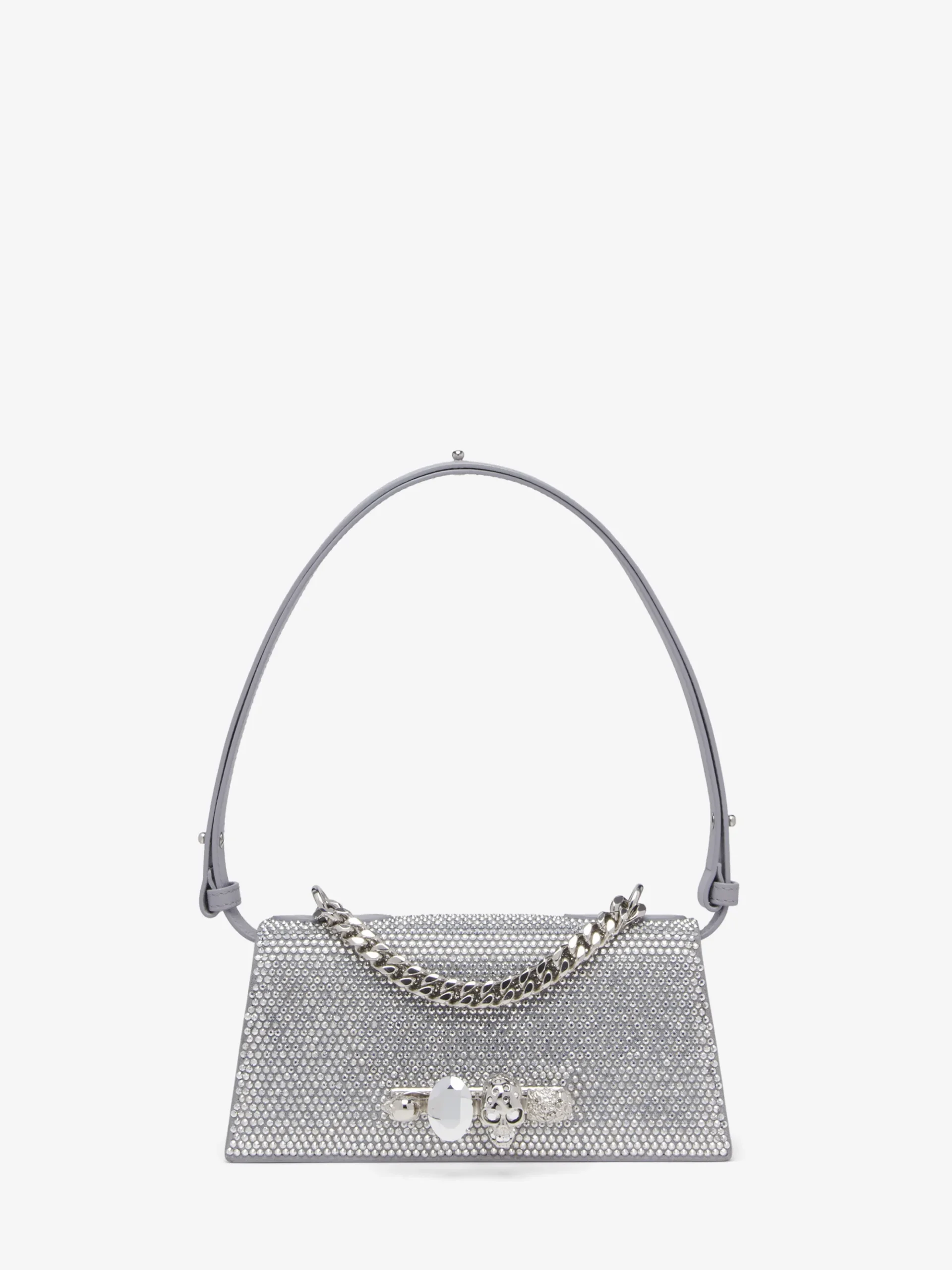 Borsa Jewelled Mini a spalla da Donna in Finitura argento