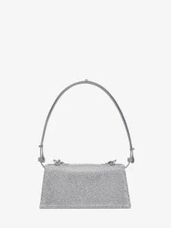 Borsa Jewelled Mini a spalla da Donna in Finitura argento