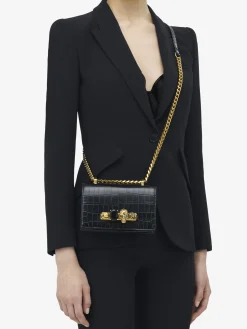 Borsa Jewelled Satchel Mini da Donna in Nero/Oro