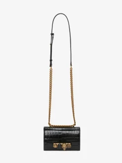 Borsa Jewelled Satchel Mini da Donna in Nero/Oro