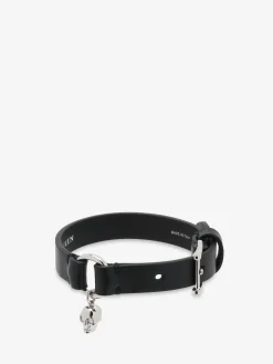 Bracciale Skull con anello da Uomo in Nero