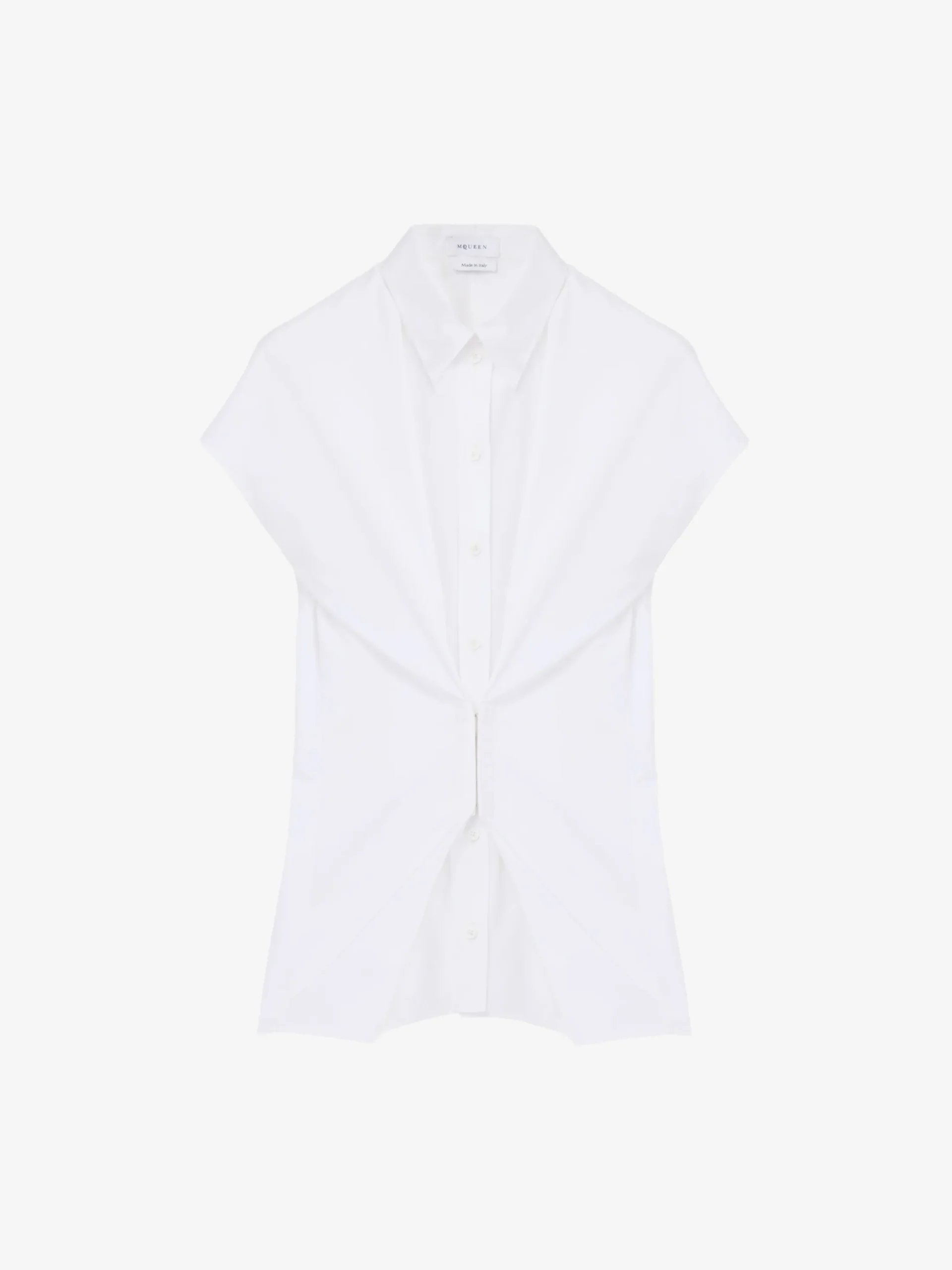 Camicia a maniche corte arricciata da Donna in Bianco Ottico