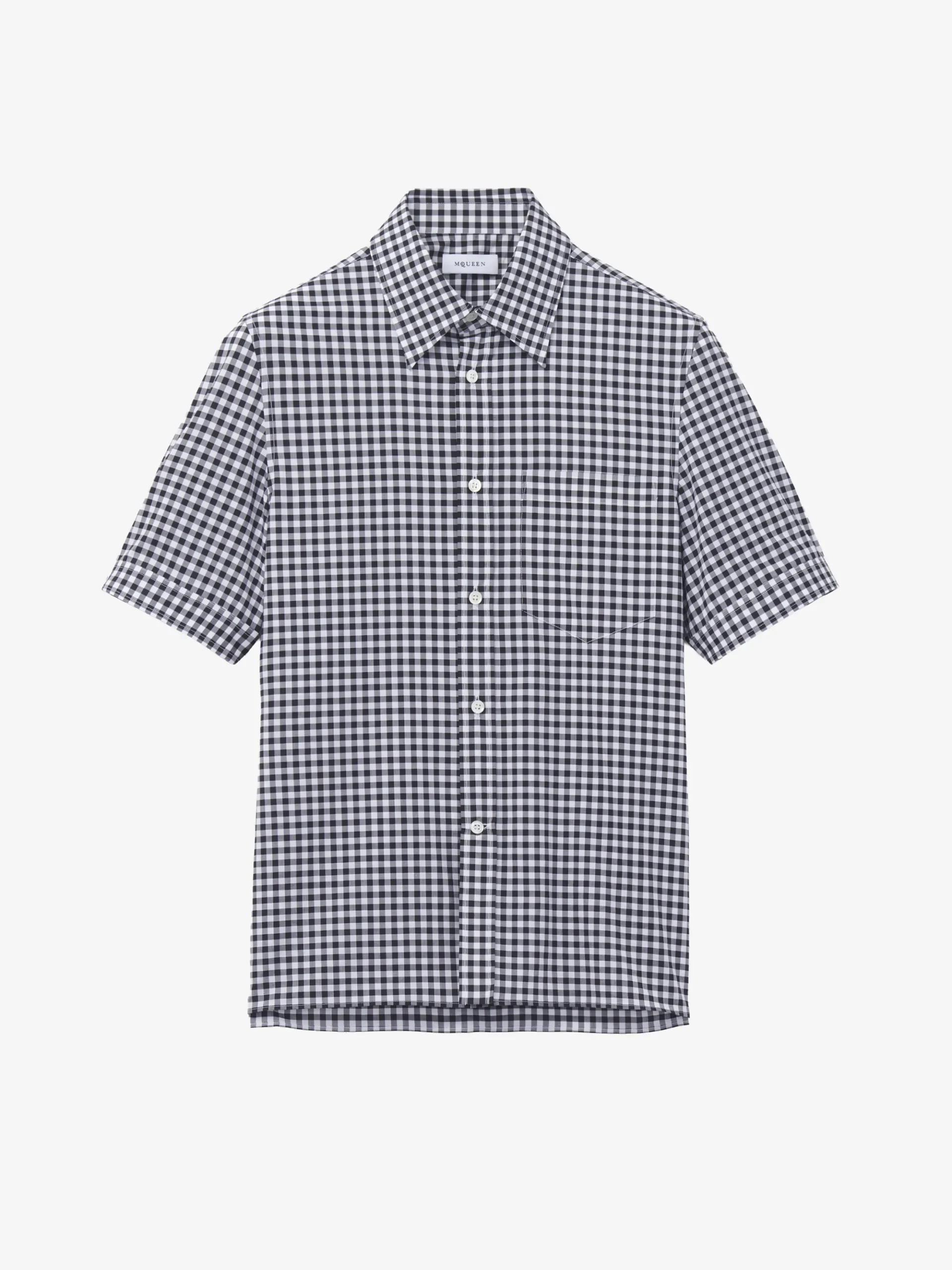 Camicia a maniche corte con motivo vichy da Uomo in Nero/Bianco