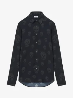 Camicia con stampa Skull da Uomo in Nero