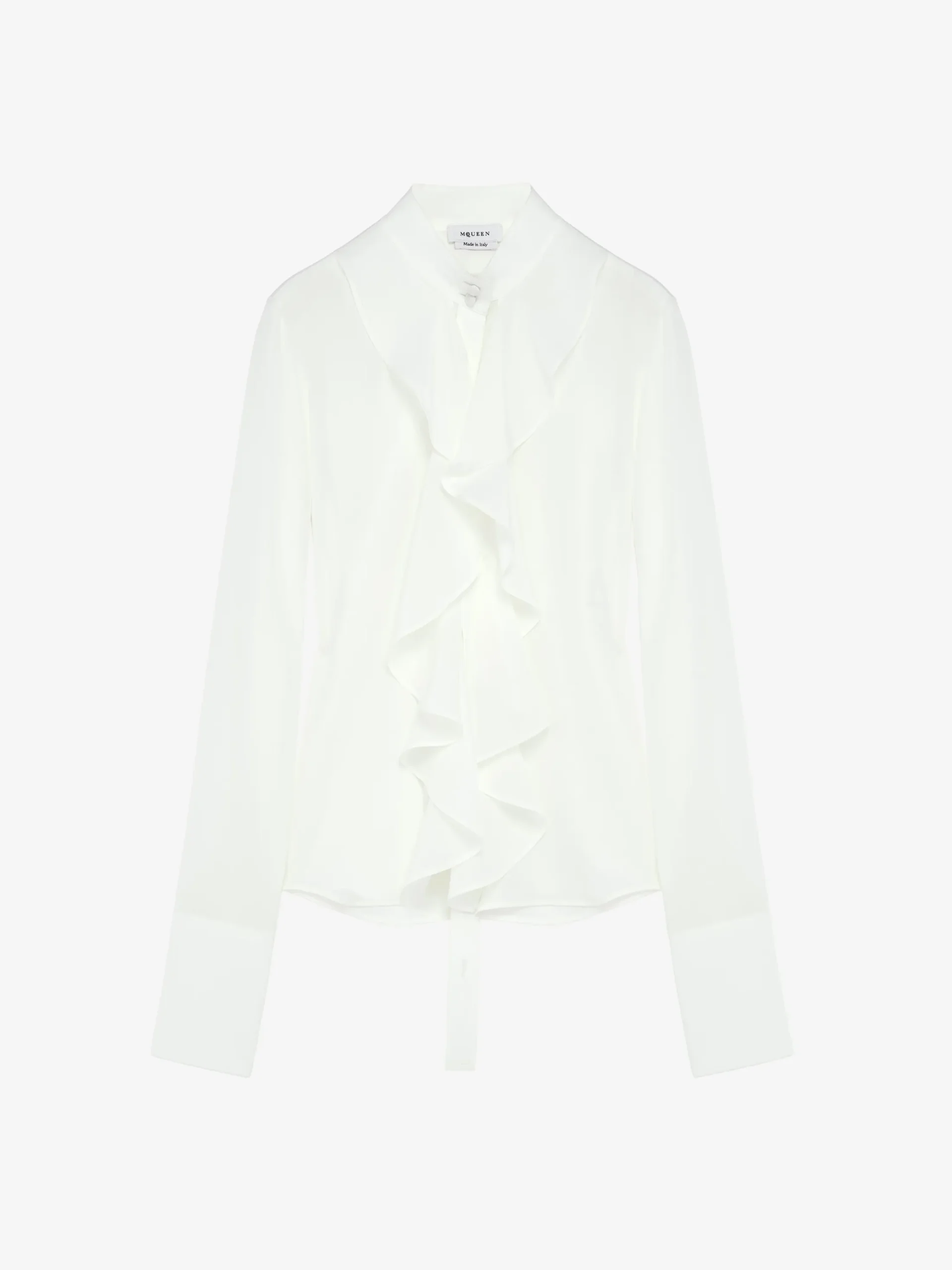 Camicia con volant da Donna in Crema