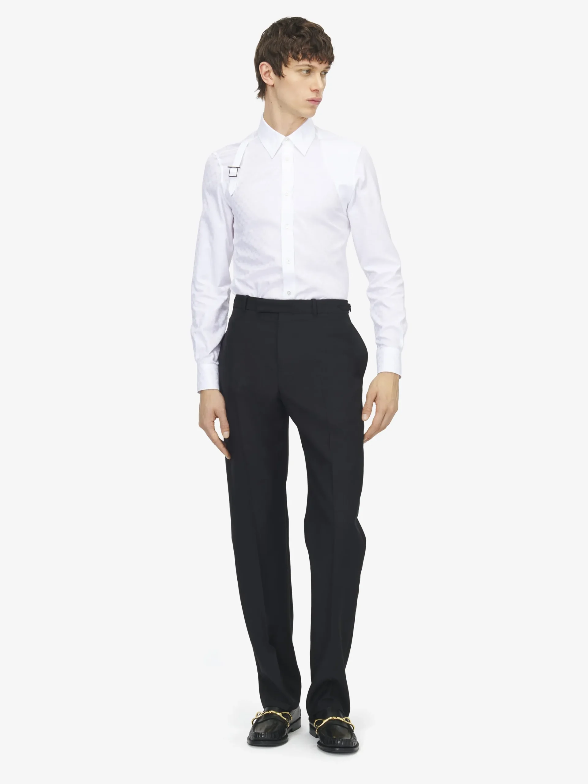 Camicia Harness con motivo jacquard Skull da Uomo in Bianco Ottico