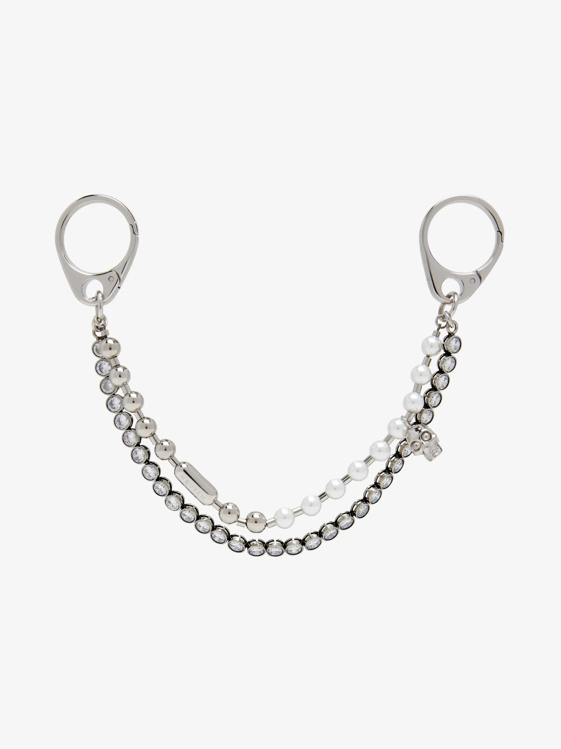 Charm Pearl & Crystal con doppia catena da Donna in Palladio