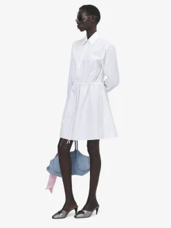 Chemisier con dettaglio annodato da Donna in Bianco Ottico