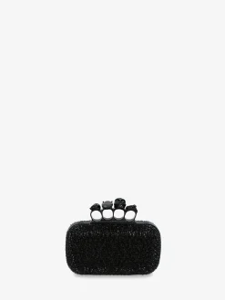 Clutch Knuckle con Catena da Donna in Nero
