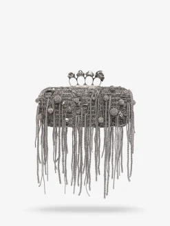 Clutch lunga Snake Knuckle da Donna in Nero/Argento