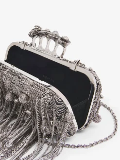 Clutch lunga Snake Knuckle da Donna in Nero/Argento
