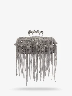 Clutch lunga Snake Knuckle da Donna in Nero/Argento