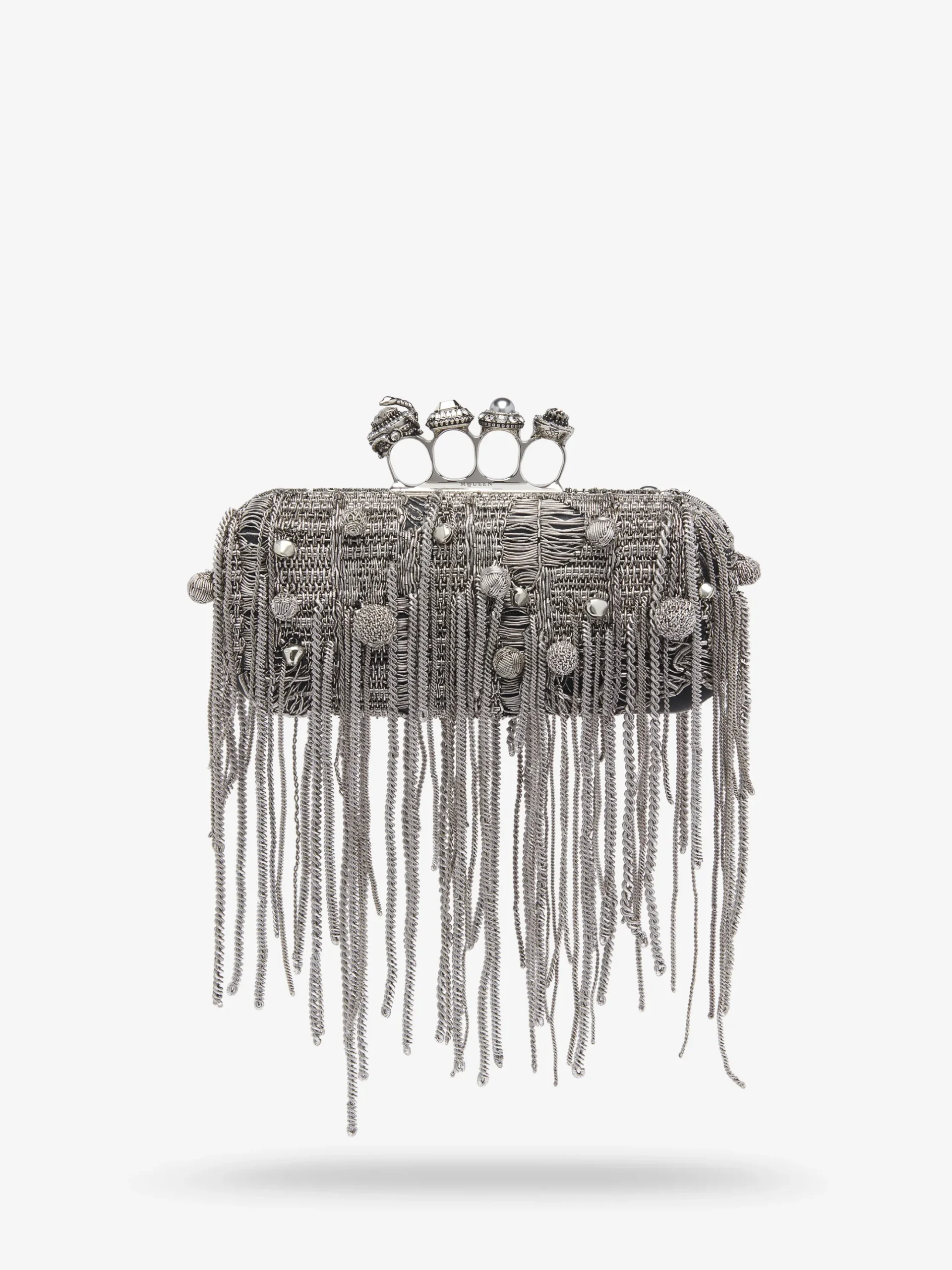 Clutch lunga Snake Knuckle da Donna in Nero/Argento