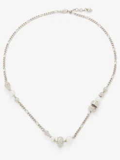 Collana Skull con perla da Uomo in Finitura palladio