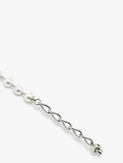Collana Skull & Pearl da Uomo in Finitura palladio