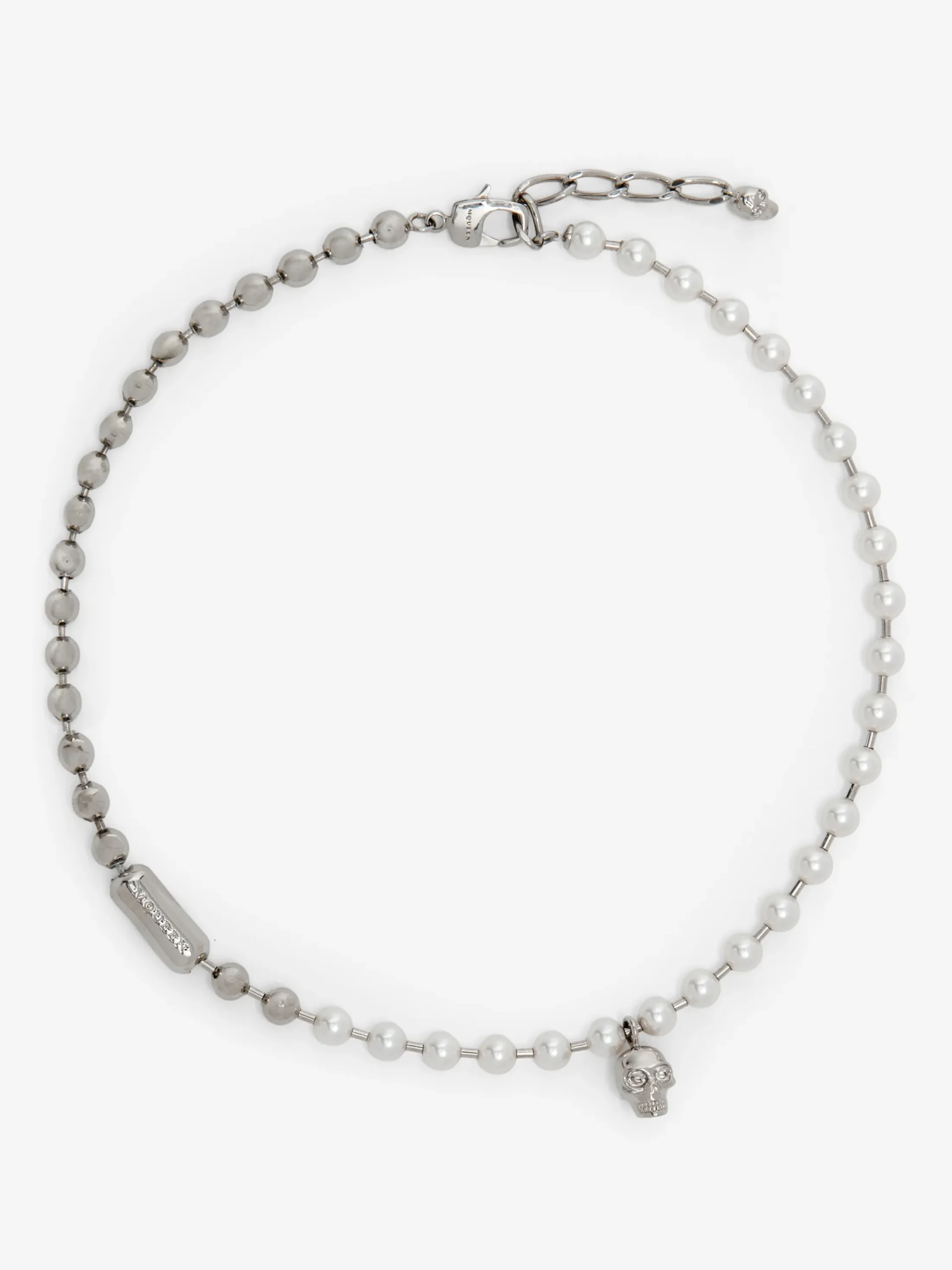 Collana Skull & Pearl da Uomo in Finitura palladio