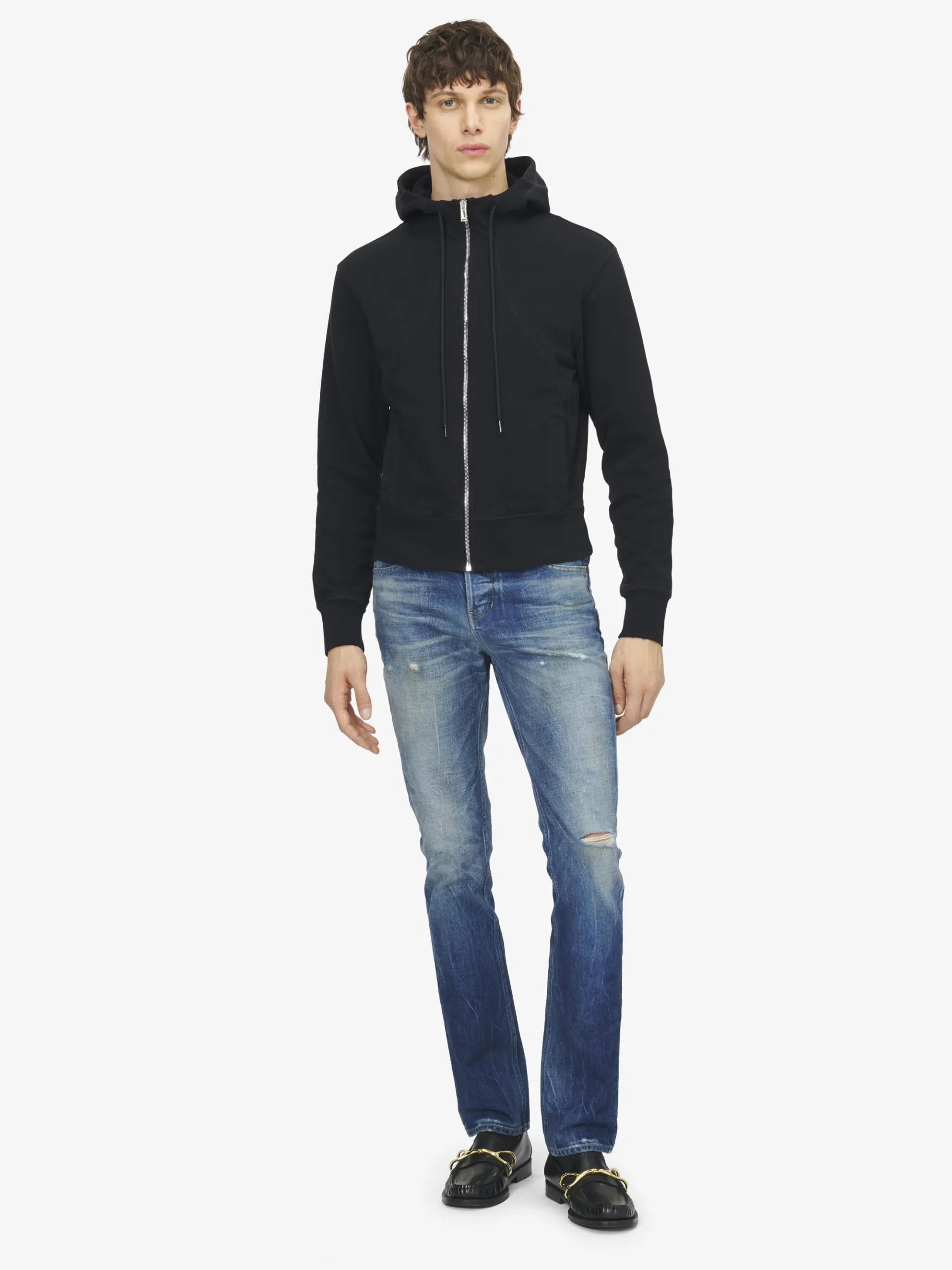 Felpa con cappuccio e zip da Uomo in Nero