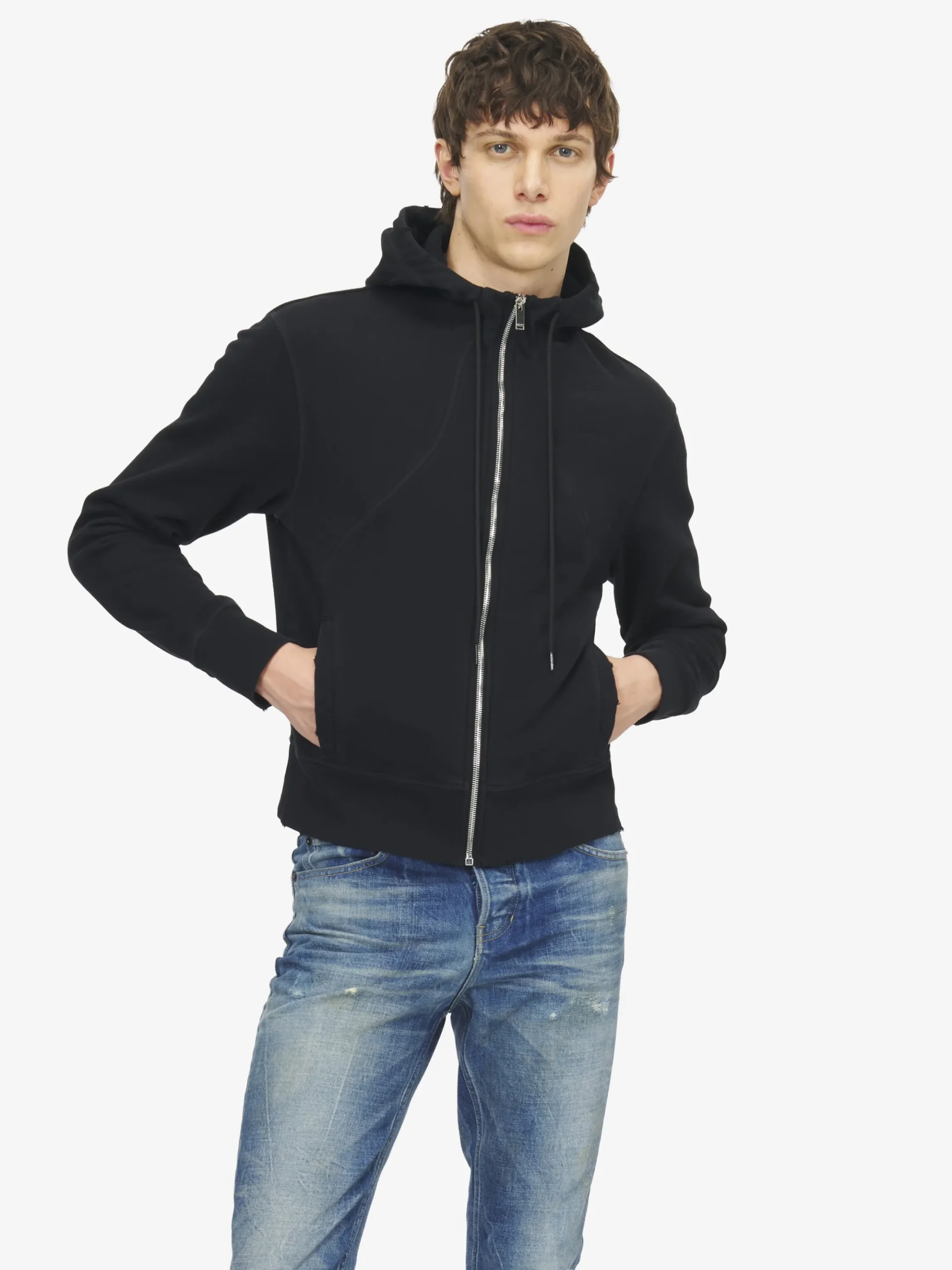 Felpa con cappuccio e zip da Uomo in Nero