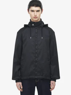 Giacca a vento con motivo Skull in jacquard da Uomo in Nero