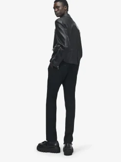 Giacca Biker in Pelle da Uomo in Nero
