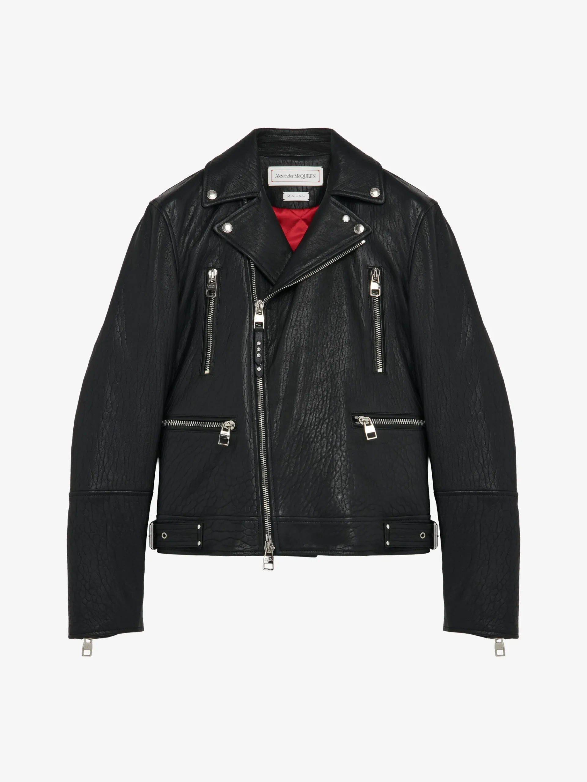 Giacca Biker in Pelle da Uomo in Nero