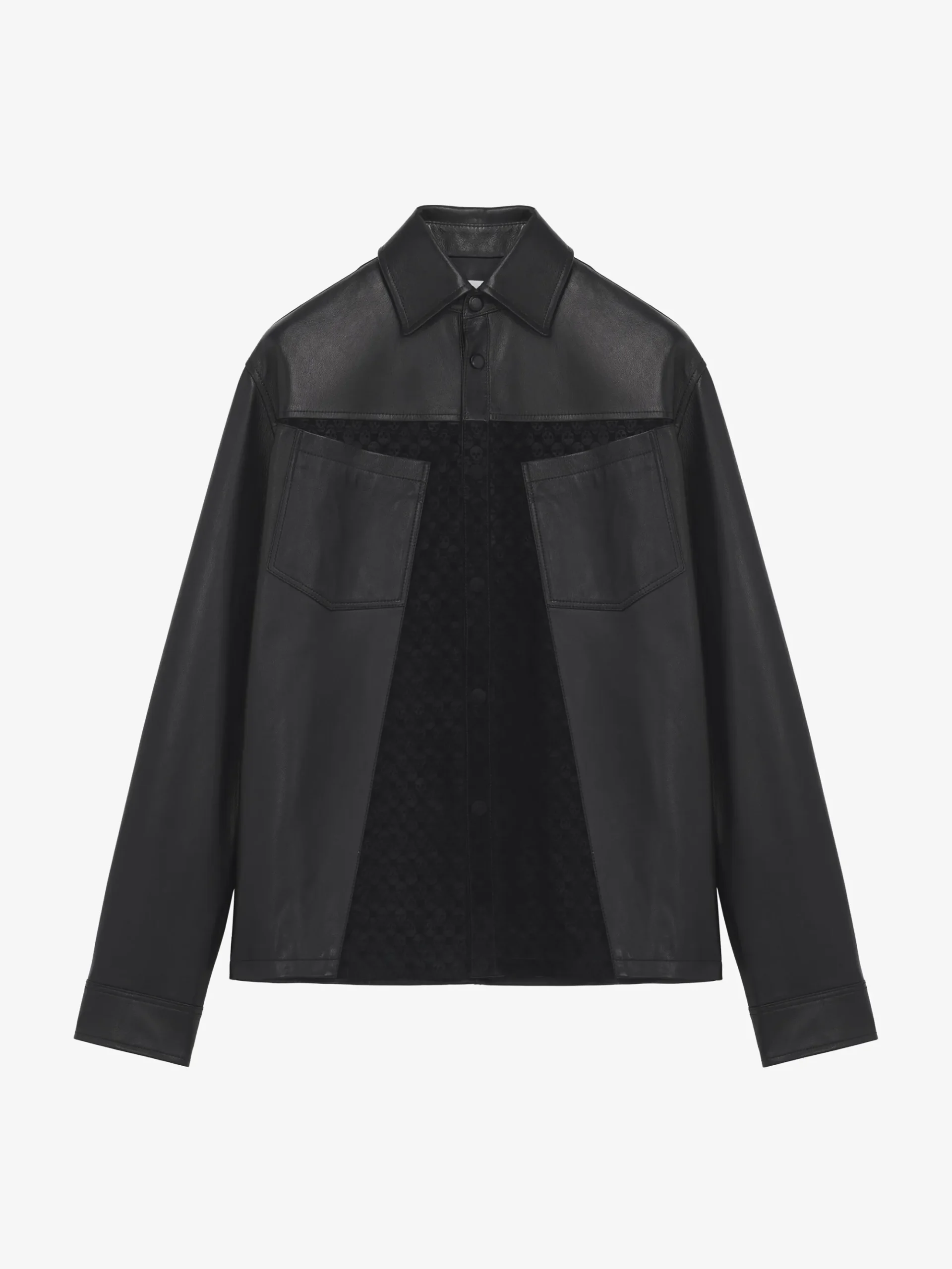 Giacca-camicia in pelle da Uomo in Nero