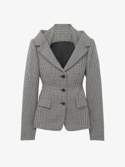 Giacca con harness e motivo vichy da Donna in Nero/Avorio