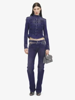 Giacca in denim stile military da Donna in Violetto