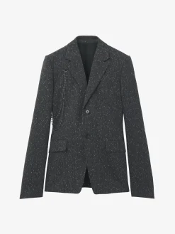Giacca monopetto con motivo gessato screziato da Uomo in Grigio Mélange