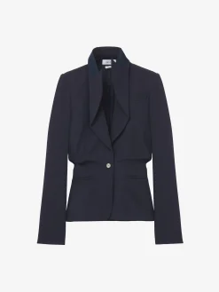 Giacca monopetto con revers piegati da Donna in Blu Navy