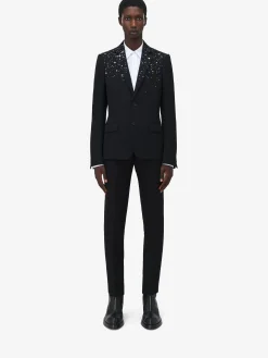 Giacca monopetto con ricamo costellazione da Uomo in Nero