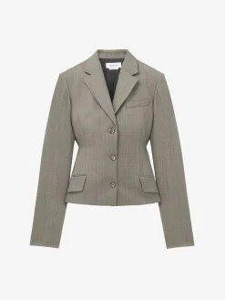 Giacca monopetto con volant da Donna in Marrone Chiaro