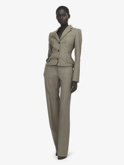 Giacca monopetto con volant da Donna in Marrone Chiaro