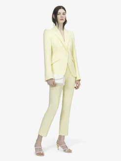 Giacca monopetto in gabardine di lana da Donna in Giallo