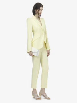 Giacca monopetto in gabardine di lana da Donna in Giallo