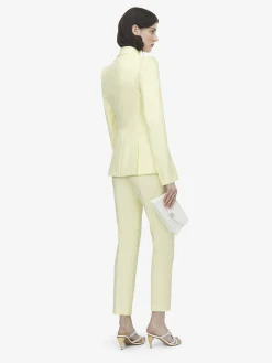 Giacca monopetto in gabardine di lana da Donna in Giallo