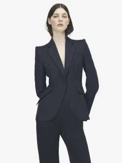Giacca monopetto in lana da Donna in Indaco