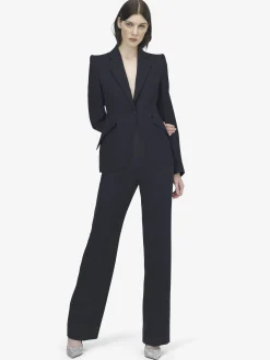 Giacca monopetto in lana da Donna in Indaco