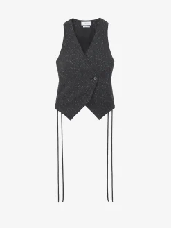 Gilet con allacciatura stile corsetto e motivo gessato screziato da Donna in Grigio